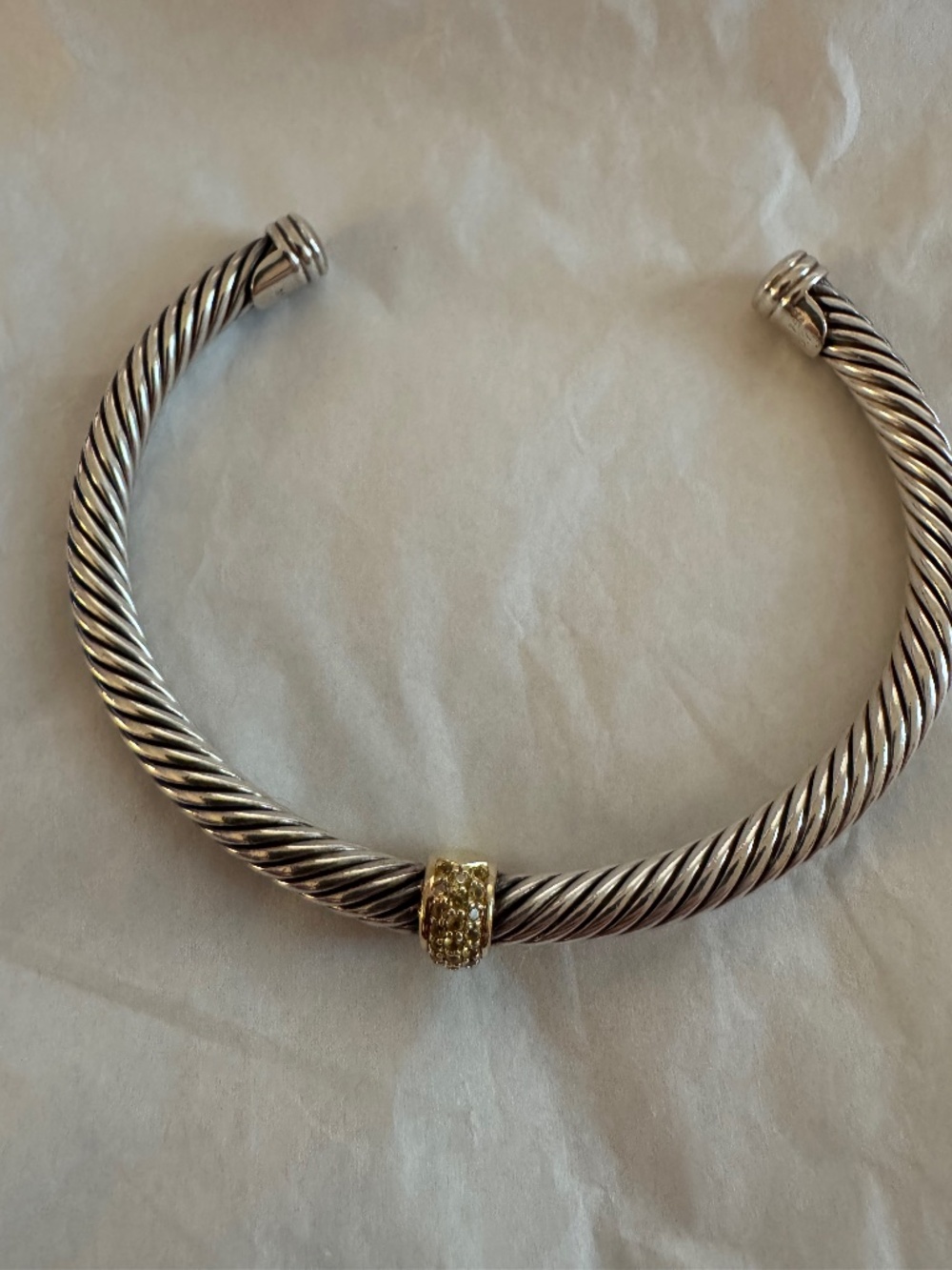David Yurman Classic Cable Station Bracelet with Yellow Diamonds